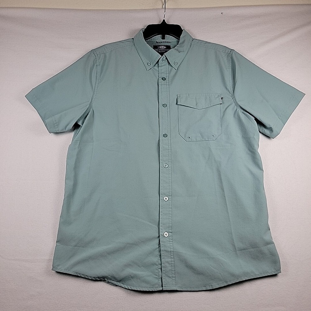 AFTCO Vented Fishing Shirt‎ Men's Sz Medium blue/green Lightweight Quick Dry